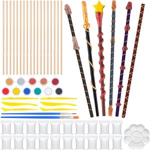 47 Pcs Magic Wizard Wand Making Kit DIY Craft Set for Kids Adult Make Your Own Wizard Wands for School Student Activities Kids Birthday Party Gift Halloween Witch Theme Cosplay Party Supplies