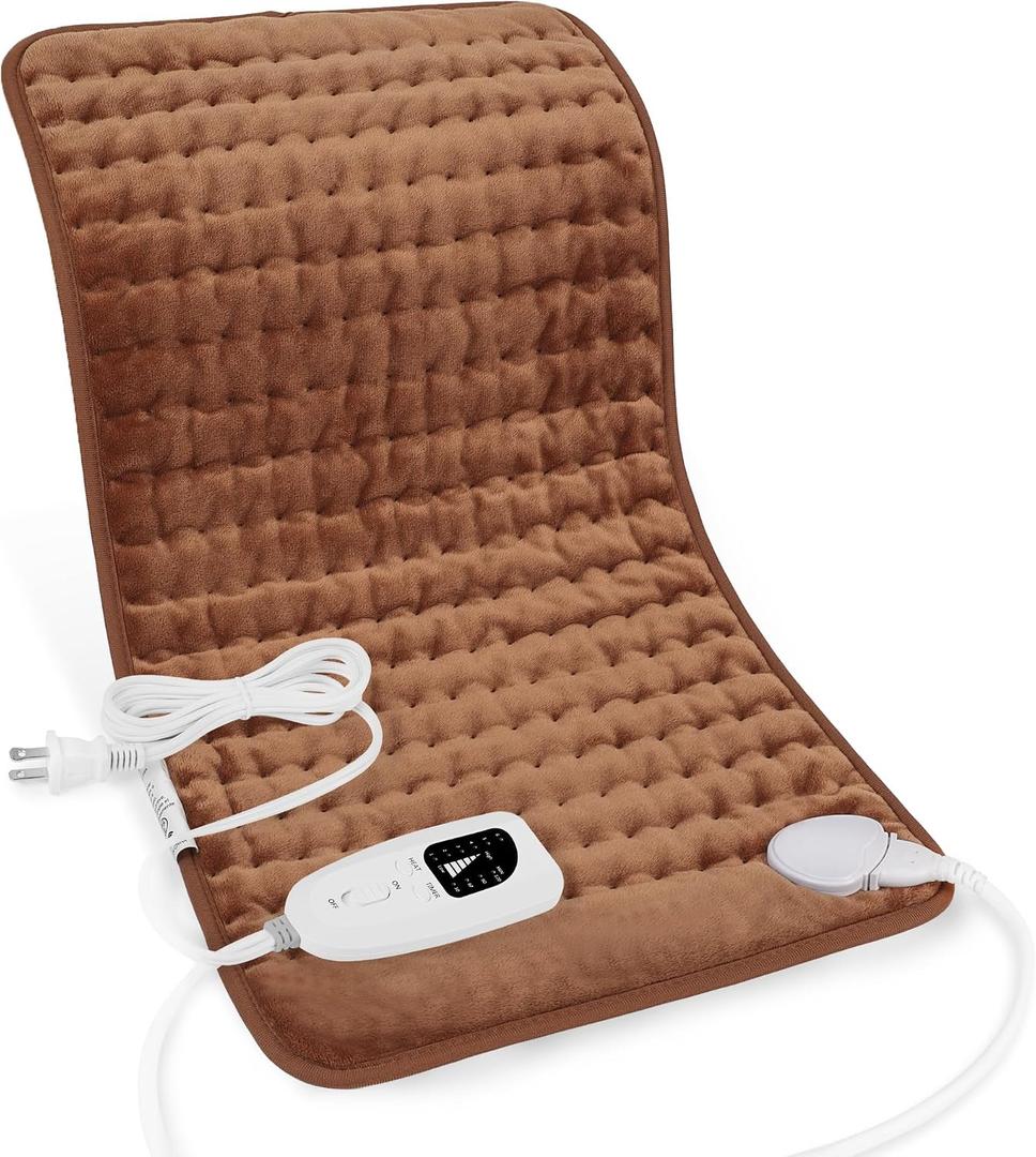 Deepsoon Heating Pad,Electric Heating Pads for Back,Neck,Moist Heating Pad for Abdomen Shoulder Knee Legs,Dry/Moist Heat&Auto Shut Off,Mother's Day Birthday for Men and Women,Brown,24x12 Inch