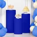 LEBENGURU 3Pcs Cylinder Pedestal Stand Covers, Royal Blue Spandex | Round Display Pedestal Covers, Elastic Cloth Plinth Pillar, for Parties Wedding Birthday Event Decor Props, Covers only