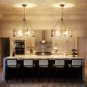 Modern Chandeliers for Dining Room, 20" Brushed Nickel Textured Glass Chandelier Luxury Light Fixture Drum Hanging Lighting for Dining Room Kitchen Island Living Room Hallway Bedroom