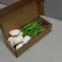 Artificial Tulips 10 Heads Mini Real Touch Artificial Flowers Fake Tulip for Home Decor Wedding Party DIY Bouquet Flowers (White)