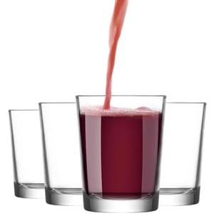 LAV Short Water Glasses for Water, Juice, Beverages, Cocktails – 5 1/2 oz Clear Glass Tumblers for Bars, Restaurants, Home Use, Everyday Drinking Glasses Dishwasher Safe Gift Idea | Set of 4