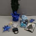 24-Inch Mini Tabletop Christmas Tree with Timer and LED Lights Snow Flocked Holiday Tree with 27 Ornaments, 80 Branch Tips Office, Home, and Winter Decor, (Blue)