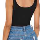MANGOPOP Women's Tank Top Bodysuit Scoop Neck Sleeveless Body Suits Sexy U-Back Backless Going Out Tops (Black, S)
