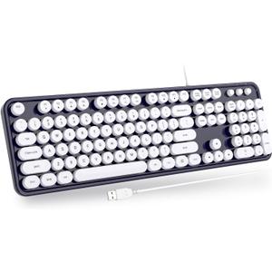 Computer Keyboards Wired, Full Size 104 Keys Typewriter Keyboard with Number Pad, Plug Play USB Keyboard for PC Laptop Desktop Windows (Dark Blue)