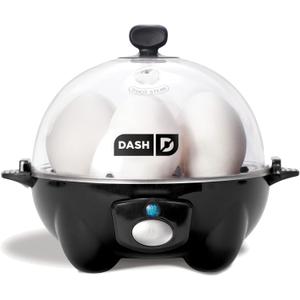 DASH Rapid Egg Cooker: 6 Egg Capacity Electric Egg Cooker for Hard Boiled Eggs, Poached Eggs, Scrambled Eggs, or Omelets with Auto Shut Off Feature - Black (6 Eggs)