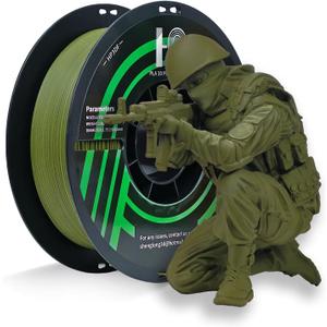 HP3DF PLA Filament, Matte PLA, 3D Printer Filament, PLA Filament 1.75mm Dimensional Accuracy +/- 0.02mm, 1KG Spool (2.2 lbs), Fit Most FDM Printer (Matte Army Green)