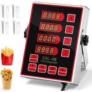 1 Pack 4-Channel Digital Kitchen Timer, Commercial Cooking Timer with Loud Alarm, Large LCD Display, for Restaurants, Baking, Labs, Multiple Independent Countdown Timers
