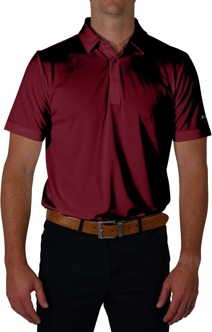 Columbia Men's Golf Drive Polo Shirt Omni Wick Performance Breathable Short Sleeve (Beet) S