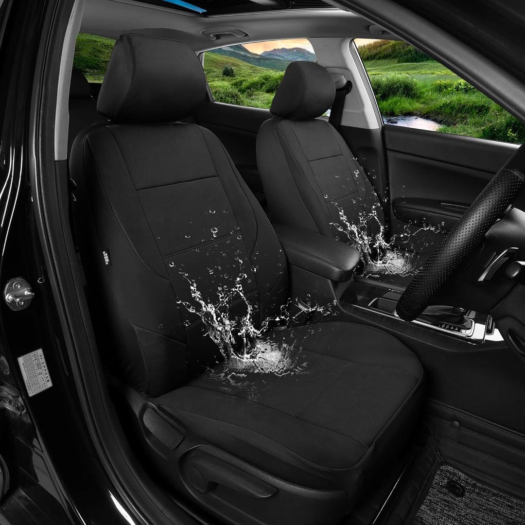 GIANT PANDA Neoprene Full Set Car Seat Covers, Leak-Proof & Waterproof Front&Rear/Back Car Seat Protector Fit 95% Cars Sedans SUVBlack