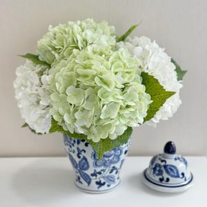 ZYTUYO 4 Pcs Real Touch White Light Green Hydrangeas Artificial Flower 21'' Realistic Faux Latex Hydrangeas Flower for Home Decor Kitchen Living Room Spring Table Wedding Xmas Arrangement