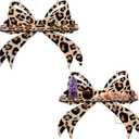 Pinkunn 2 Pcs Leopard Bow Wall Shelves Brown Cheetah Floating Crystal Display Rack with Screws Wooden Decorative Shelves Wall Mount Rustic Home Decor for Crystals Stone Sundries Storage