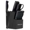 12 Slot Kitchen Knives Block, Natural Wood Knife Holder without Knives Hard Wood Countertop Knife Storage with Built-in Knife Sharpener - Black