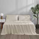 ACCURATEX Cooling Sheets Split King Size - 100% Viscose Made from Bamboo, Luxury Hotel Sheet Set for Adjustable Bed, Super Soft Breathable Bedding Sheets up to 16 inches Deep Pocket, Beige