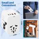 Aigostar 5-in-1 Universal Travel Adapter, GaN 45W Fast Charge International Plug Adapter with 2 Type-C & 2 USB-A Ports, Worldwide Power Adaptor Wall Charger for EU US UK AUS CHN JP Travel Business (White)