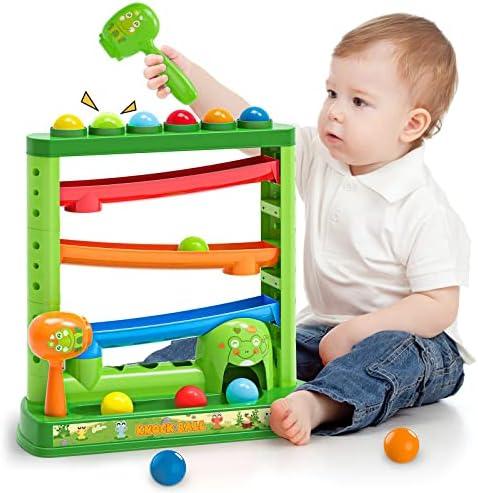 OCHIDO Toddlers Toys for1 2 3 Years Old Kids, Pound A Ball Included 2 Hammer & 12 Balls, Montessori Toys for Interactive Game for Boys and Girls, Early Learning Educational Gift
