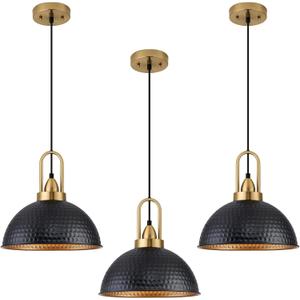 Black Pendant Lights Kitchen Island Industrial Adjustable Height Vintage Farmhouse Dome Hanging Light Fixtures for Barn, Dining Room 3 Packs
