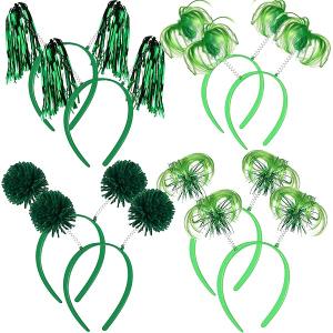 7 Pcs Graduation Pom Pom Headbands Spirit Party Headbands Tinsel Ponytails Headwear for Birthday Holiday
