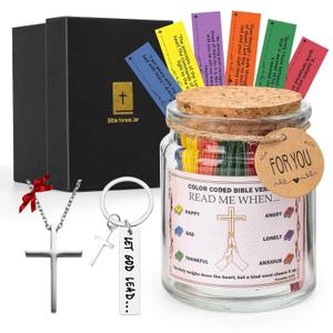 Bible Verse Jar,Bible Prayer Scripture Cards Jar-Christian Gifts For Women Men Teen Friends,Birthday Gifts For Women Grandma Mom Sister,Church Religious God Spiritual Growth & Interpersonal Connection