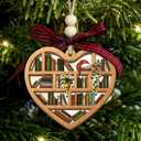 2 x Book Ornament - Wooden Christmas Ornaments 2025 for Tree Decorations - Gift Ideas for Books Lover, Bookworm, Women, Librarian Nerd - Gifts for Bookworms & Book Club Members