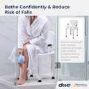 Drive Medical Bathroom Bench with Back and Arms and 2-Button Folding Walker with Wheels for Seniors 350 lbs Capacity (1 Count (Pack of 1))