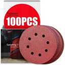 Sanding Disc 5 Inch 8 Hole, 100 Pcs Orbital Sanding Discs Hook and Loop, Sandpaper for Wood, 40 60 80 120 220 Grit Sand Paper for Random Orbital Sander