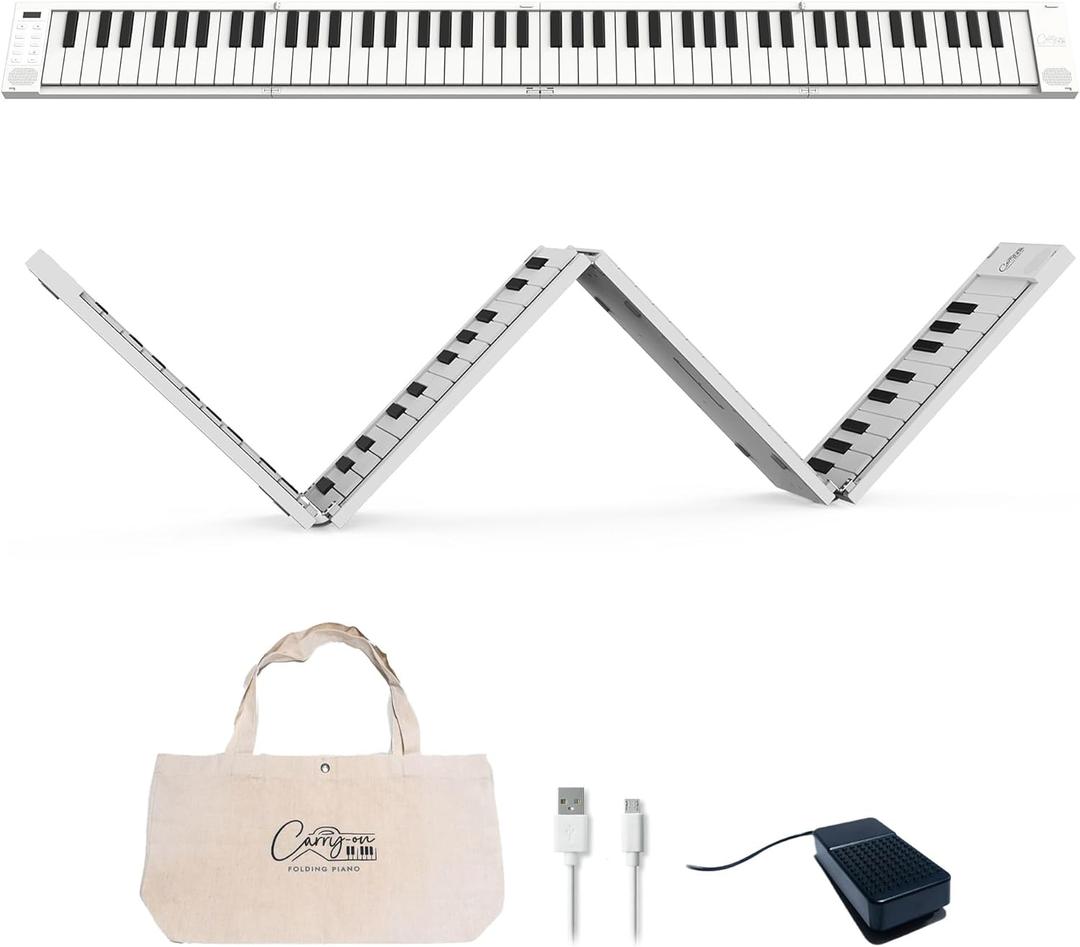 Blackstar Carry-on White 88 Keys USB MIDI Controller for Portable Folding Digital Piano with Rechargeable Battery