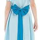 Kids Blue Dress Costume Cosplay Girls Princess Dress Summer Dress Blue Skirt Belt Bow Headwear Outfit Halloween Suit, Medium