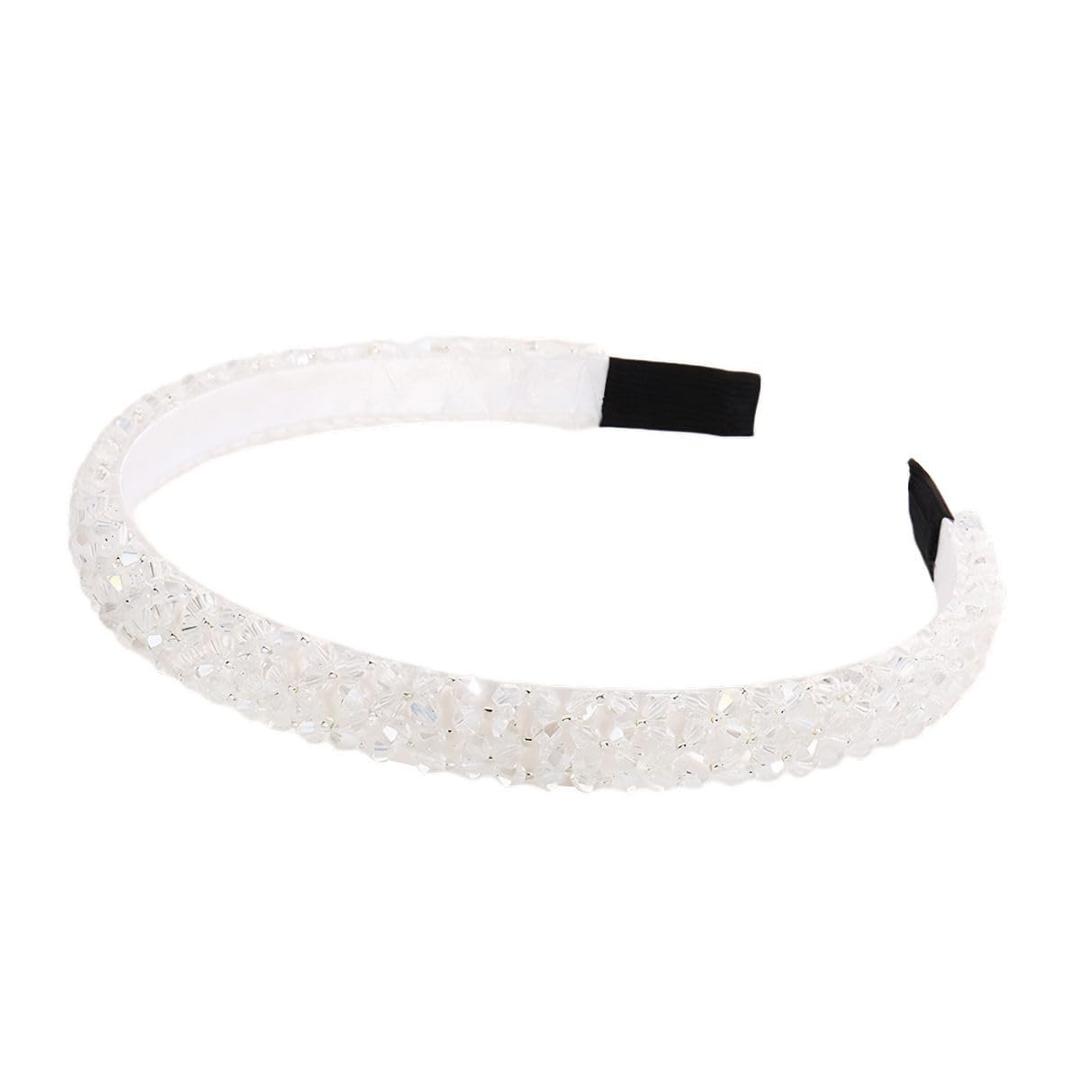 Ruihfas Fashion Sparkle 4 Rows Crystal Rhinestone Headbands Beaded Hair Hoop Band (White)