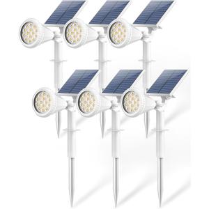 Solar Lights Outdoor Waterproof IP65 180 Adjustable Landscape Spot Lights for Yard 4 Lighting Modes Solar Powered Spotlights for Pathway Garden Outside Wall Pool Porch (6 Pack, Cool White)