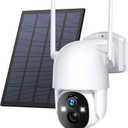 Solar Security Cameras Wireless Outdoor, Wireless Cameras for Home/Outdoor Security, 355PTZ, 3MP 2K FHD WiFi Camera with Spotlight, Motion Detection, Siren, Color Night Vision, SD/Cloud (1 Count (Pack of 1), White)