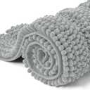 SyMax Bathroom Mats Non-Slip Chenille Bathroom Rugs Plush Bath Mat Soft Rugs for Bathroom Machine Washable(Light Gray,16"x24"+20"x32")