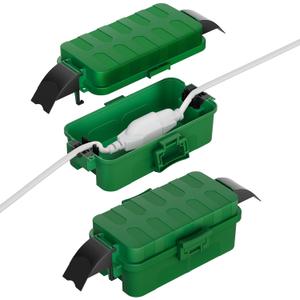 Flemoon [2 Pack] Small Outdoor Electrical Box Waterproof w/Detachable Shield Covers, IP55 Extension Cord Cover for Plug, Outlet, Lights, Weatherproof Connection Box(Inner 5.9 x 3.2 x 1.8inch), Green