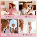 Framendino, 1 Pack Rhinestone Handheld Mirror Round Bling Glitter Cosmetic Dazzling Portable Hand Mirrors with Handle for Women White