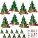 Motipuns 12 Sets DIY Christmas Tree Paper Craft Kits with Stickers Collapsible Paper Tabletop 3D Christmas Tree Ornament Kit for Home Xmas Holiday Fun Activities
