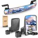 10L0L Golf Cart Mirrors, No Drilling 180 Degree Rotation & Foldable-HD Shatterproof Glass Mirrors for Golf Cart Club Car EZGO and Other, No Drilling Side Mirror & Rear View Mirror Kit