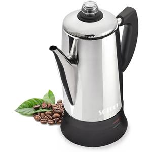 SOTECH Percolator Coffee Pot Electric Maker with Cool Touch Handle, Clear Brew Progress Knob(12 Cup)