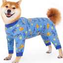Recovery Suit for Dogs Full Zipper, Four-Legged Onesie Dog Recovery Suit After Surgery, Cute Soft Bodysuit Cone Alternative Male Female Dog Neuter Anti Licking Wounds, Ocean, Small