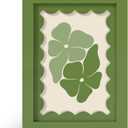 5x7 Picture Frame with Real Glass, Wooden cute 5 x 7 Photo Frame with Wavy Mat for Tabletop and Wall Hanging, Green, 1 Pack