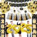 2025 Graduation Party Decorations - Class of 2025 Decorations, Party Supplies with Porch Sign, Congrats Grad Banner, Graduation Balloons, Butterfly Wall Decor, Hanging Swirls, Tissue Tassels