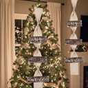 Farmhouse Christmas Decorations with Long Burlap Rustic Plaque Joy to The World Christmas Tree Decorations Large Xmas Wood Tree Hanging Ornaments Sign for Holiday Party Decorative Supplies