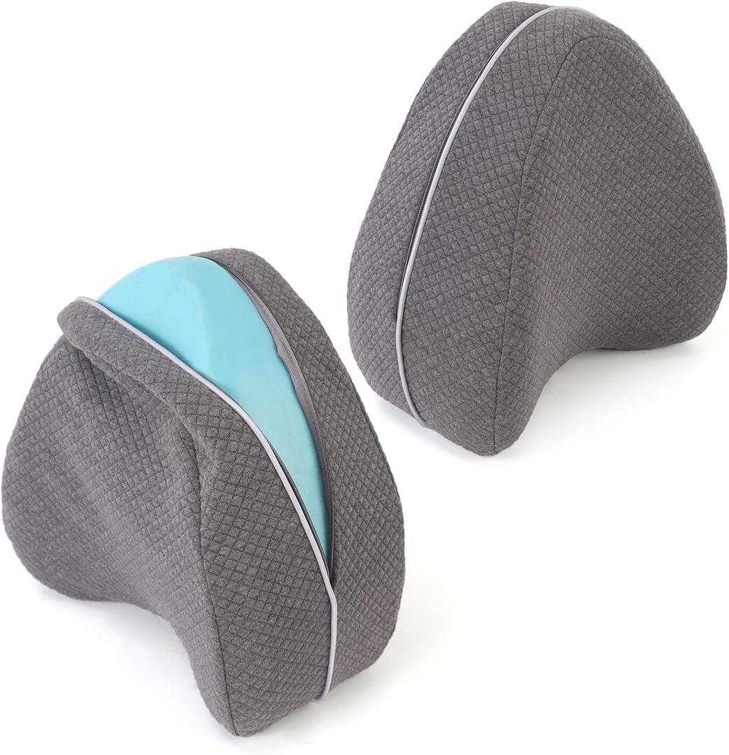 Upgrade Invisible Zippered Pillow Cover Compatible with Contour Legacy Knee Pillow,Anti-Pilling and Washable Legacy Leg and Knee Foam Support Pillow Cover Only,2PCS (Grey)