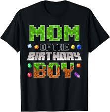 Mom Of The Birthday Boy Game Pixel, Birthday Party T-Shirt, Size L