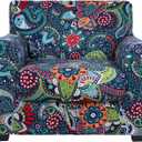 hyha Couch Covers, Chair/Sofa Covers, Floral Pattern, Stretch, Printed, 2 Pieces, Armchair Slipcover, Separate Couch Cushion Slipcover, Furniture Protector for Dogs(Armchair, Paisley Floral) (Small, Blue Green)