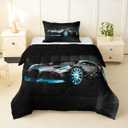 Feelyou Sports Car Comforter Stylish Black Race Car Comforter Set for Kids Boys Girls Extreme Sports Theme Bedding Set Cool Speed Luxury Decor Duvet Quilt with 2 Pillowcases 3Pcs Bedding Queen
