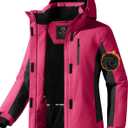 FREE SOLDIER Women's Waterproof Ski Snow Jacket Fleece Lined Warm Winter Rain Jacket with Hood Fully Taped Seams (Large)