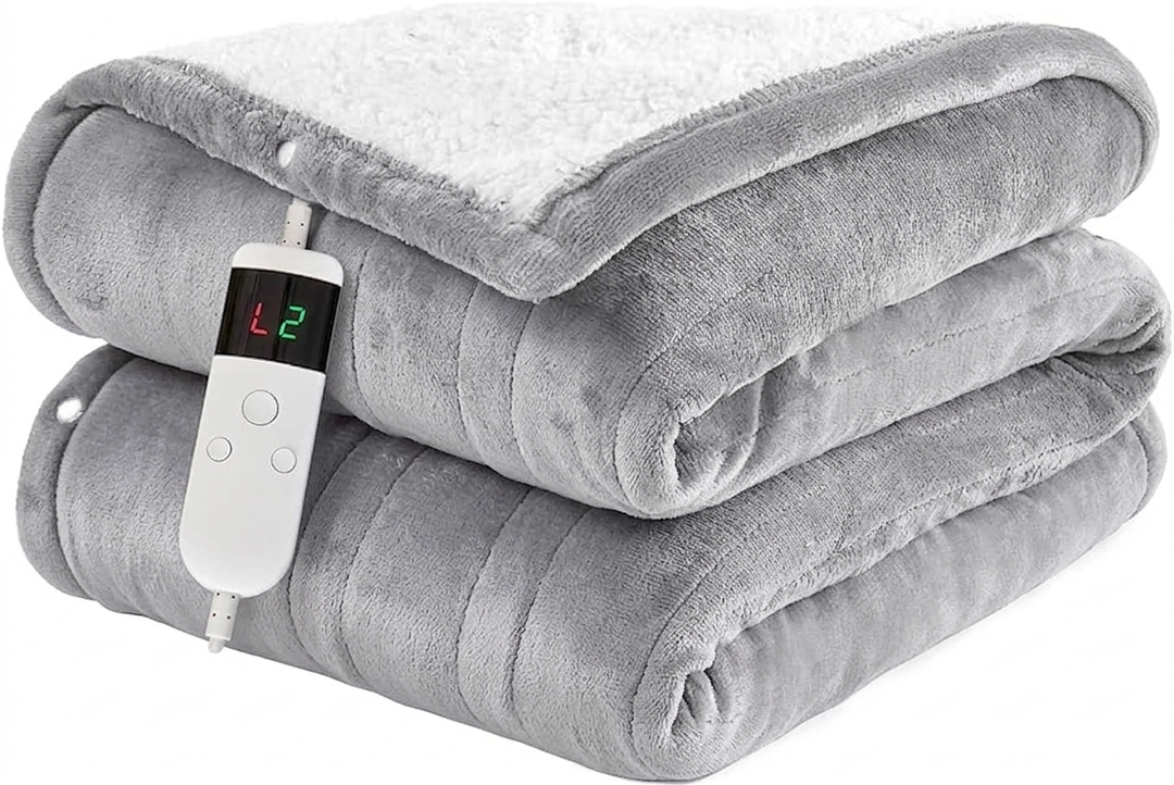 Pengzhu Technology Blanket Heated Throw, Soft Flannel Heating Blanket with 8 Hours Auto Off 10 Fast Heating Levels Machine Washable Sherpa Heated Blanket with Overheating Protection 50x60inch