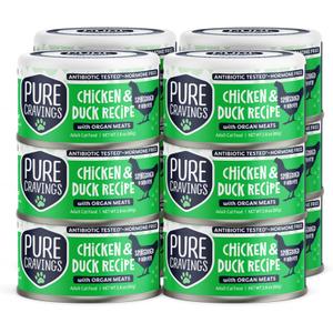 Pure Cravings Chicken and Duck Recipe in Broth, Shredded Wet Cat Food, Grain-Free Protein, Non-GMO, 12 Pack