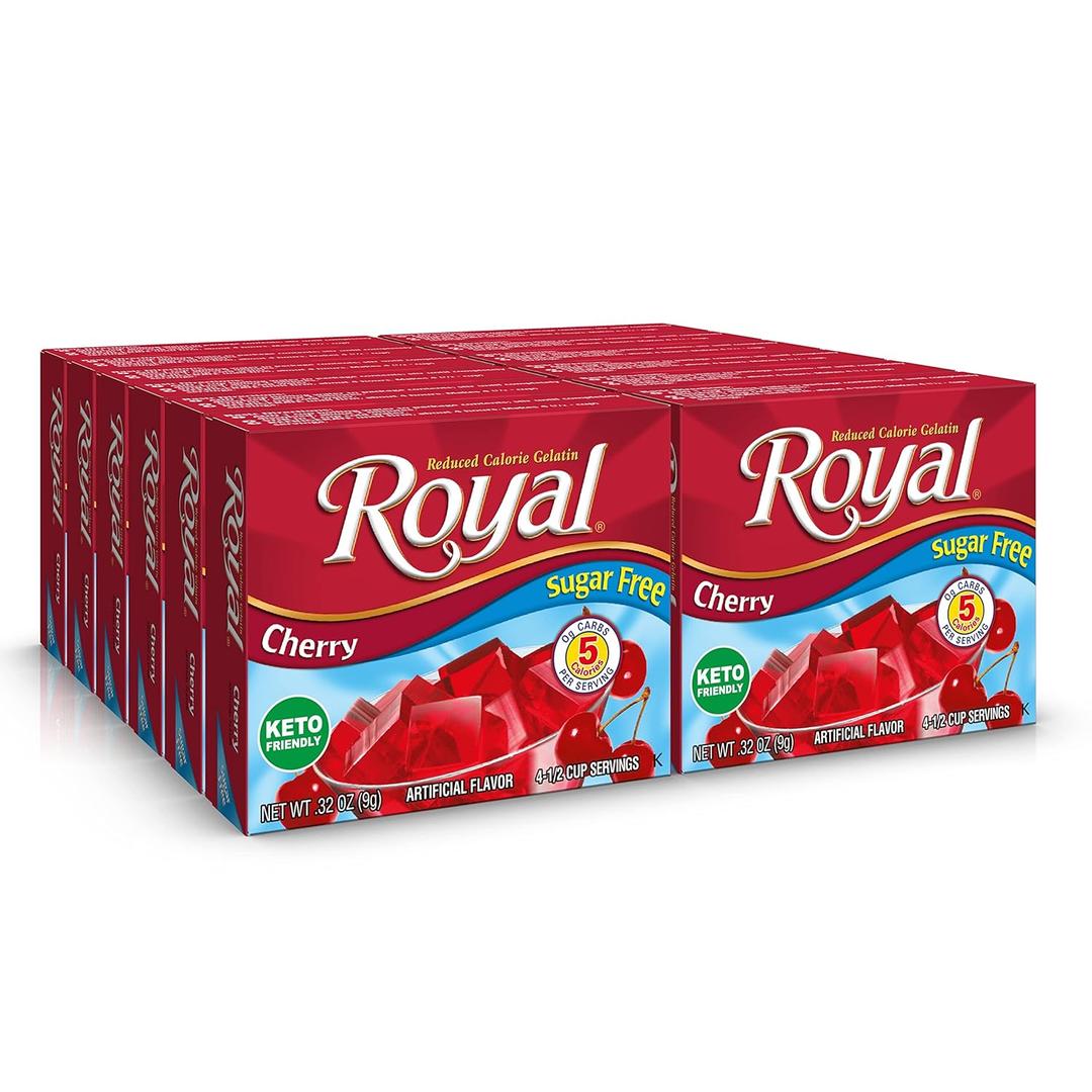 Royal Cherry Gelatin Dessert Mix, Sugar Free and Carb Free (12 - .32oz Boxes), Best By: 09/2027