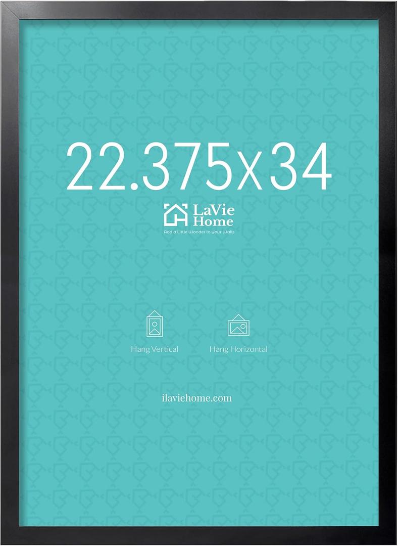LaVie Home 22.375x34 Picture Frame Black Puzzle Frame, Display Pictures, Puzzle 22.375x34 Without Mat, Stable Frame and Polished Plexiglass, Horizontal and Vertical Format of The Walls